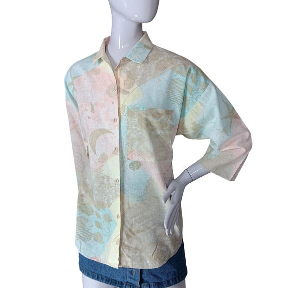 Vintage California Connection Inc. Shirt Size Medium Stars and Moons Buton Down - Picture 1 of 8